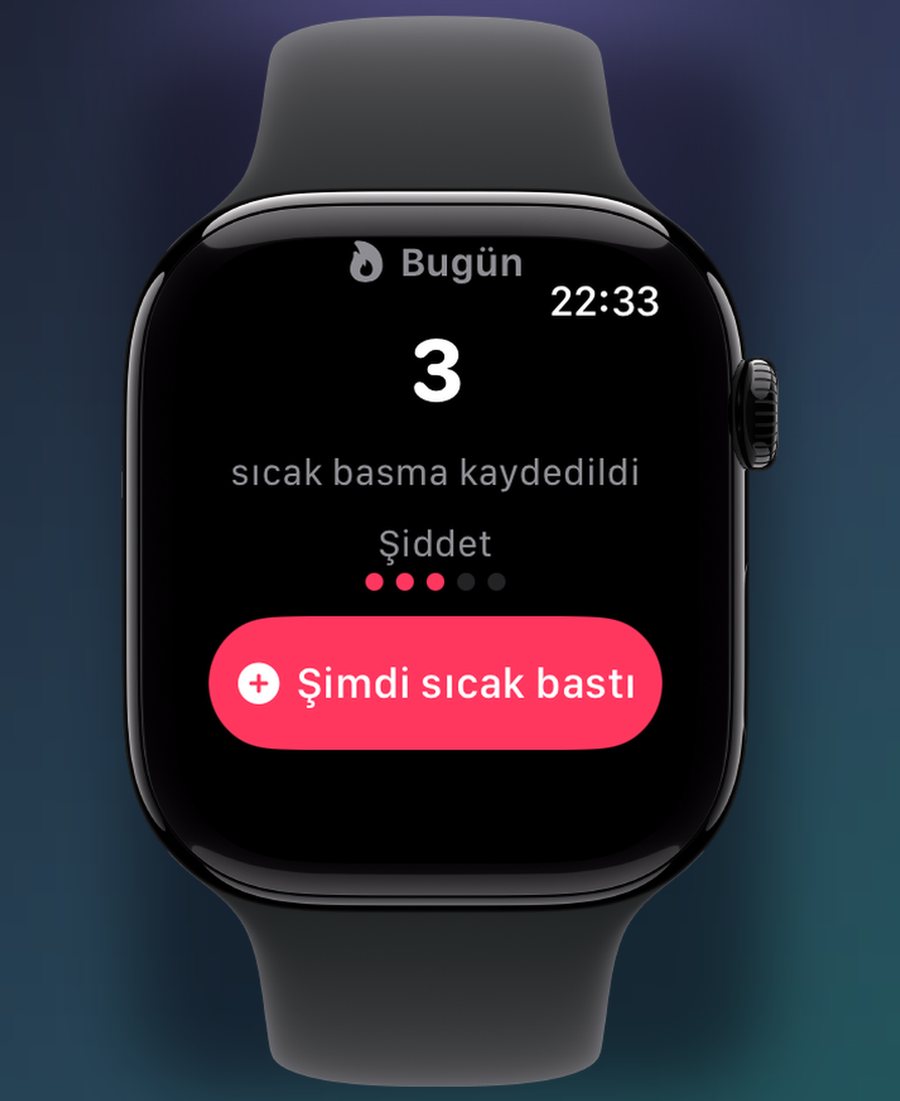 Apple Watch'ta Pausa: bugünkü sıcak basma sayısı, şiddet ve Şimdi sıcak bastı düğmesi